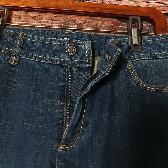 Michael Kors Jeans Size 10 Petite 10P Flare Leg Mid Rise Blue Denim Stretch - Picture 6 of 9
